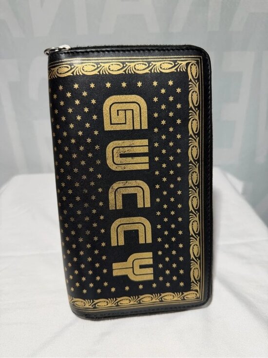 Gucci Handbags - Gucci | GUCCY x SEGA Black Gold Leather Zip-Around Wallet